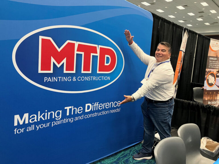 MTD Painting & Construction branded event backdrop