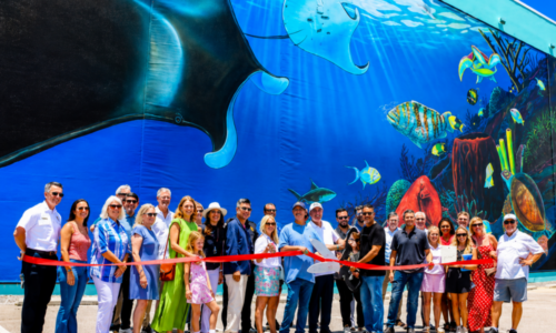 Wyland mural installation at Surf Style featuring large-format ocean-themed wall graphics produced and installed by DNA Marketing & Printing in Clearwater Beach and Gulf Shores