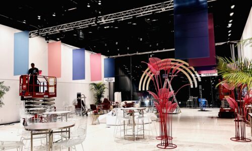 Tech & Invest Miami event graphics produced and installed by DNA Marketing & Printing at Faena Forum, Miami Beach